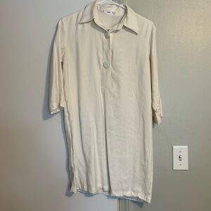 Mango Button Shirt Dress | Size XS | Cream Color